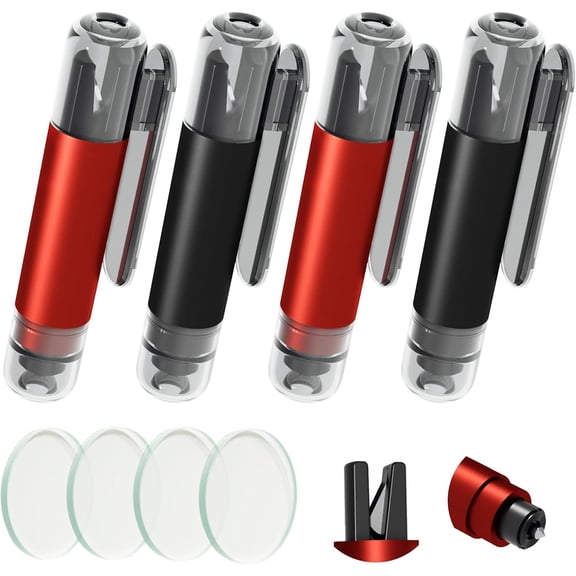 2-in-1 Window Breaker Seatbelt Cutter, Car Safety Hammer Emergency Escape Tool for Underwater Vehicle Travel, with Test Glass 4PCS