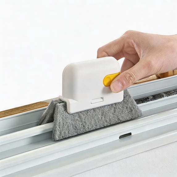 2-in-1 Window Groove Cleaning Brush with Built-in Scraper Hand-held ...