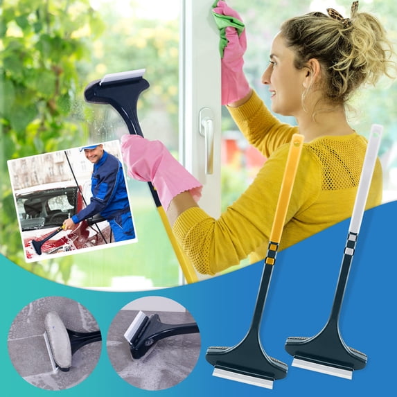 2-in-1 Window Screen Cleaner Brush and Scraper, Household Mesh Cleaner with Detachable Long Handle, Wet and Dry Use, Efficient Dust Removal, Easy to Clean and Store