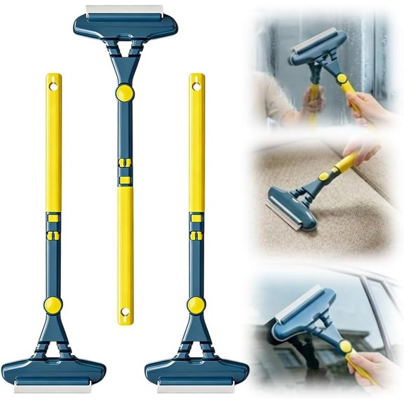 2-in-1 Window Screen Cleaning Brush Value Set, Wet and Dry Mesh Cleaner with Squeegee, Dual-Sided Tool for Glass and Screen, Outside Window Cleaner for House (3PCS)