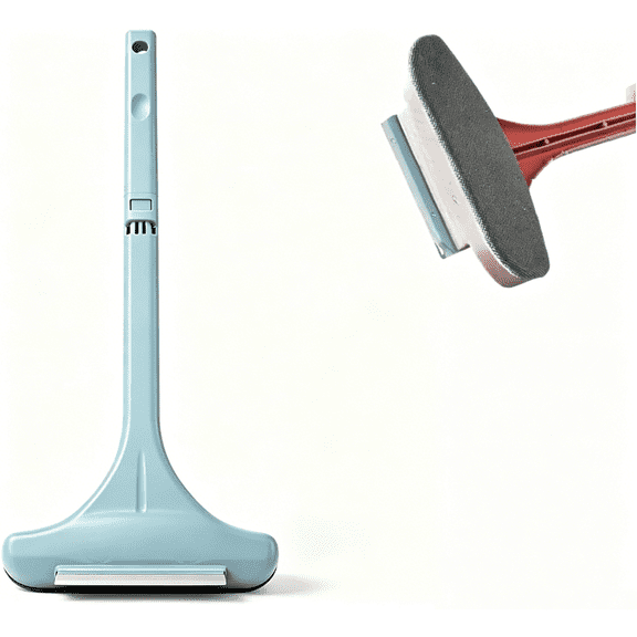 2 in 1 Window Screen Cleaning Brush with Squeegee, Blue Handheld Mesh & Glass Cleaner for Patio Porch Door Outdoor Window
