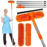 2-in-1 Window Squeegee, 75" Long Handle, Detachable Squeegee & 2 Cleaning Pads, for Windows, Shower Doors, Mirrors, Cars