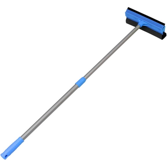 2-in-1 Window Squeegee Glass Cleaner with Telescopic Handle, Double Sided, Yellow