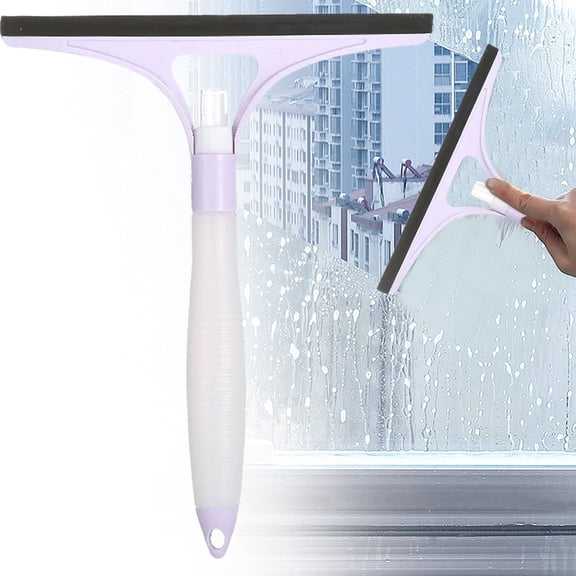 2-in-1 Window Squeegee with Spray Bottle – Car & Home Glass Cleaner Kit, Silicone Squeegee for Windows, Shower Doors, Mirrors, Windshield, Streak-Free Washing Tool