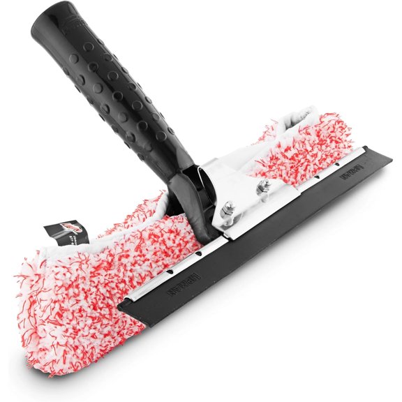 2-in-1 Window Washer & Squeegee Premium Microfiber Glass Cleaner, Streak-Free Window Cleaning Tool, Fits Telescopic Poles 11.25" Wide Head for Windows, Mirrors, Shower Doors, and Cars