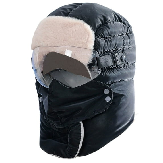 2 in 1 Windproof Full with Integrated Goggles Winter Thermal Ski for Outdoor Riding Camping Hiking and Sports