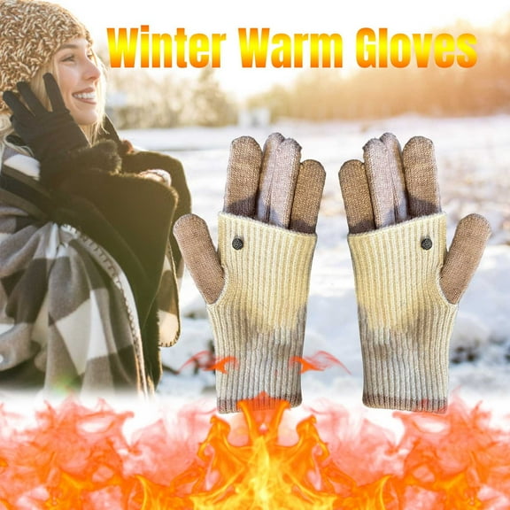2-in-1 Winter Gloves for Women,Autumn and Winter Gloves, Touchscreen, Outdoor Warmth and Insulation Features, for Cycling with Knit Wrist Warmers