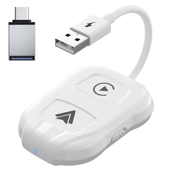 2-in-1 Wired to Wireless Car Adapter - Universal Wireless CarPlay & Android Auto Dongle for OEM Car Navigation Systems