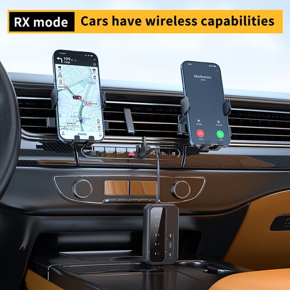 2-in-1 Wireless 5.4 Transmitter Receiver Wireless Audio Adapter with - Dual Device for AirPods/Headphones, for TV/PC/Car Stereo/Gym System, -C, AUX Input, Compatible with (No Charger Included)