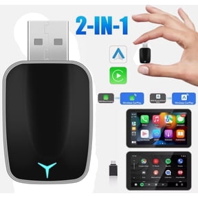 Podofo Wireless Carplay Adapter for Car, 2 in 1 Apple CarPlay and Android Auto Adapter Convert Wired to Wireless Dongle for Apple Android,Plug and Play Black