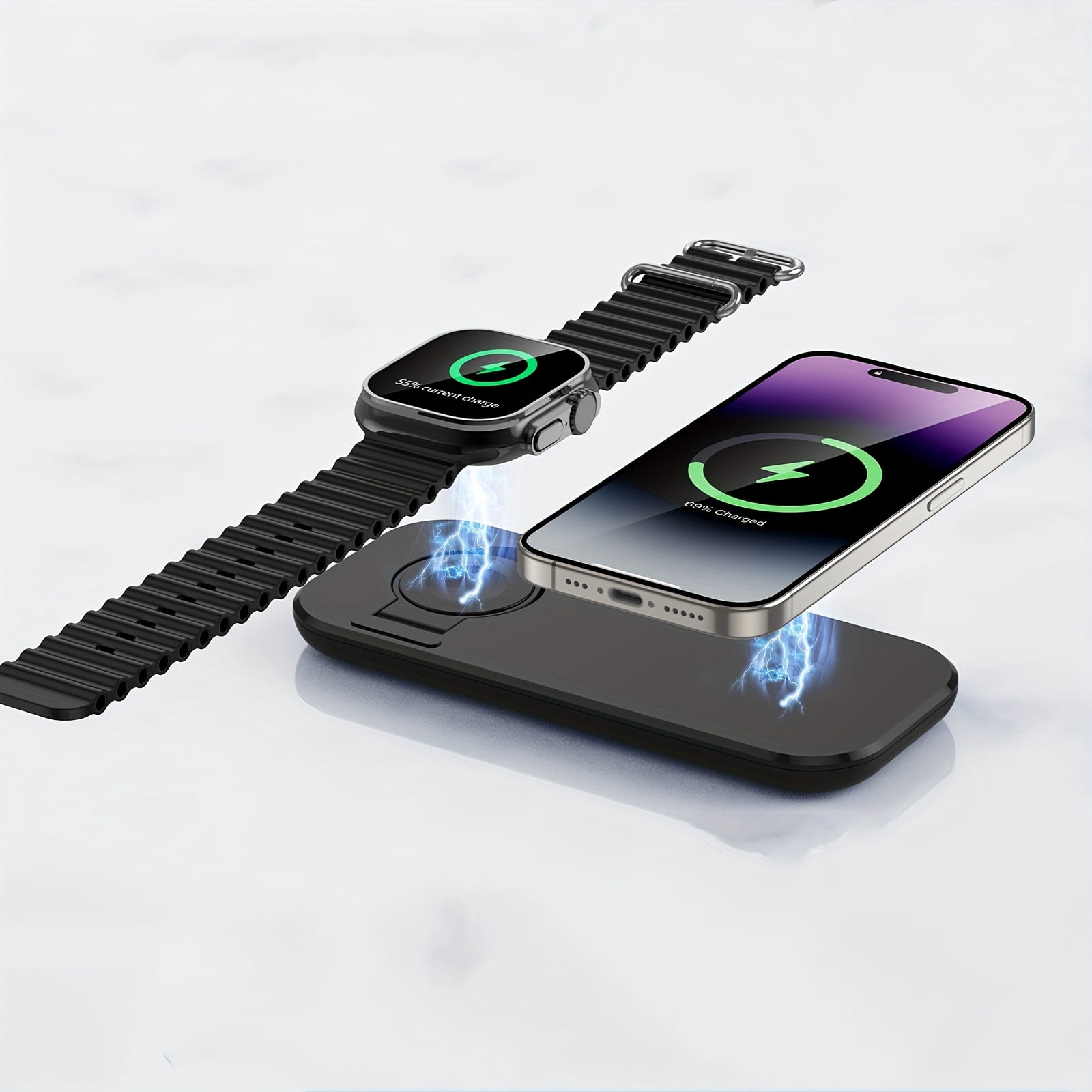The 2-in-1 Wireless Charger for Mobile Phones Is Suitable for iPhone Models 17/16/15/14/13/12 And for Apple Watches Suitable for Samsung S25/ Suitable for Samsung Watches