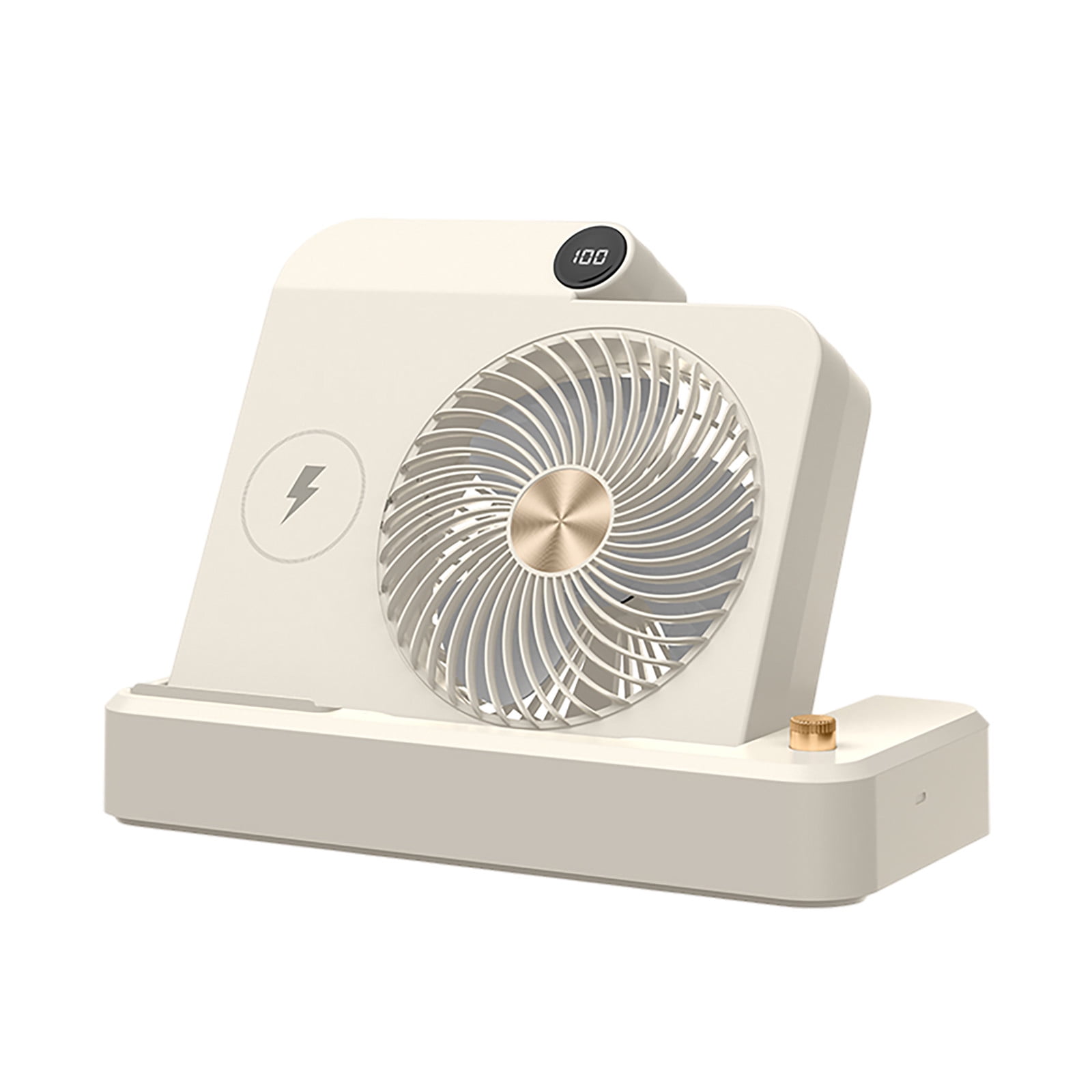 2 in 1 Wireless Charging Desk Fan 2400mAh Portable Foldable Fan with 100 Speed Settings, USB Powered for Home, Office and Travel