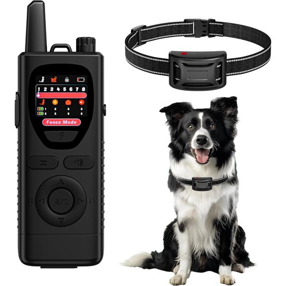2-in-1 Wireless Dog Fence System - Pet Containment & Training Collar with Precise Boundary Control, IPX6 Waterproof Rechargeable for Medium to Large Dogs - Black