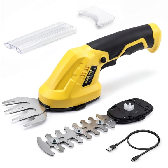 2-in-1 Wireless Electric Hedge Trimmer & Grass Shear – 7.2V Rechargeable, Brushless Motor – Dual Safety Switch, Type-C Charging – Lightweight Yard Tool – Black + Yellow 108u