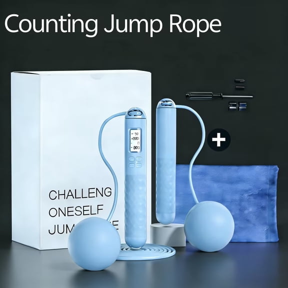 2-in-1 Wireless Jump Rope with Weighted Balls, Smart Display, and Accurate CountingPerfect for Men and Womens Fitness and Cardio Workouts (Blue)