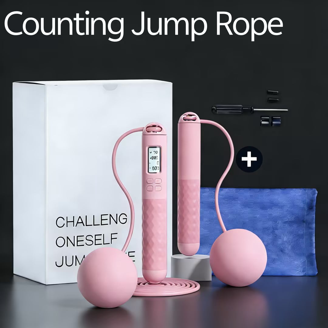 2-in-1 Wireless Jump Rope with Weighted Balls, Smart Display, and Accurate Counting—Perfect for Men and Women’s Fitness and Cardio Workouts (Pink)