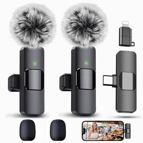 2-in-1 Wireless Lavalier Microphone Compatible for iPhone & Android, Plug & Play Clip-On Mic with Noise Cancellation for Gaming, Live Streaming, Vlog, YouTube, TikTok & Podcast