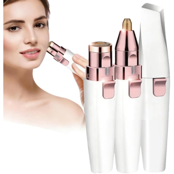 2-in-1 Women's Eyebrow and Facial Hair Removal Device, Rechargeable Painless Epilator, Portable for Face Nose Peach Fuzz Body Beard Lips Chin Female Hair Removal & Travel