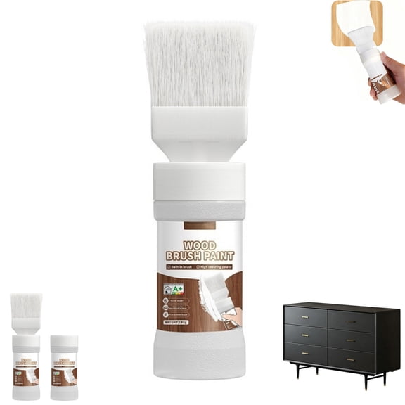 2-in-1 Wood Refinishing Paint Brush,White Touch Up Paint Brush Wall Repair Tool,Cabinet Paint No Sanding Or Priming,High-Density Bristles for for Furniture,Cabinets,Wood,Metal,Doors