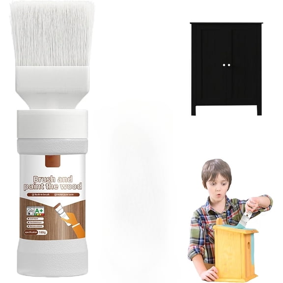 2-in-1 Wood Refinishing Paint Brush, White Touch-Up Repair Brush, Quick-Dry No Sanding Eco-Friendly Latex for Furniture, Cabinets, Wood & Metal