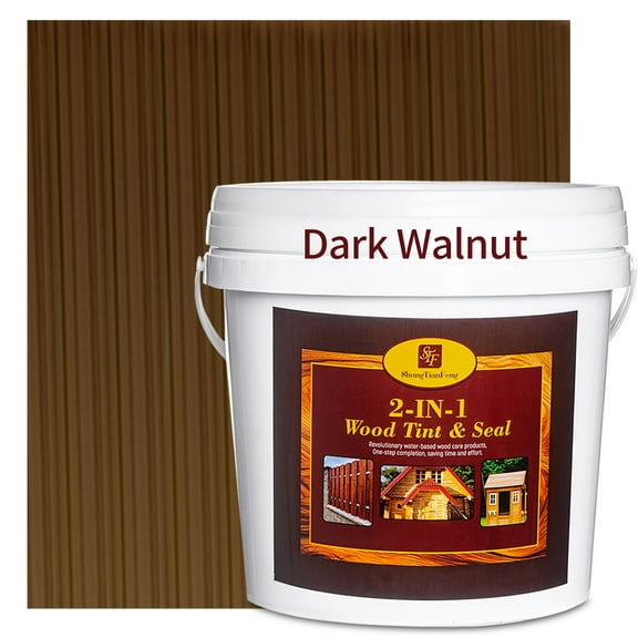 2-in-1 Wood Sealer & Stain,DarkWalnut 5Gallon/19KG-No Priming,Fast Drying|Low Odor|Non-Toxic, Perfect for Indoor and Outdoor Furniture