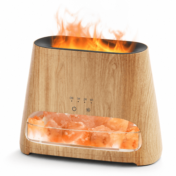 2-in-1 Wooden Grain Oil Diffuser and Himalayan Salt Lamp, 150ml