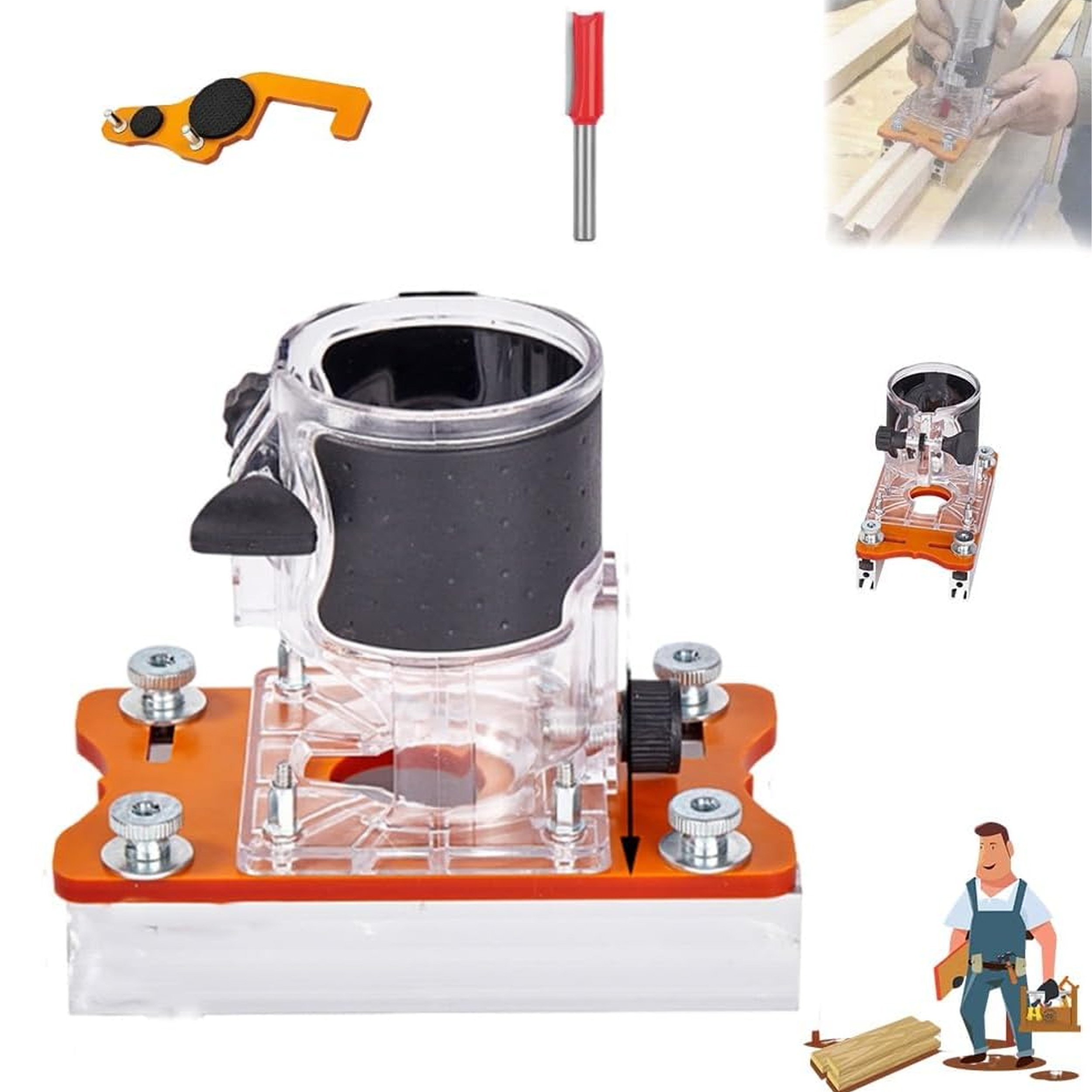 Fastening A Wood Router 2-in-1 Woodworking Trimmer Slotting Auxiliary Positioning Bracket ...