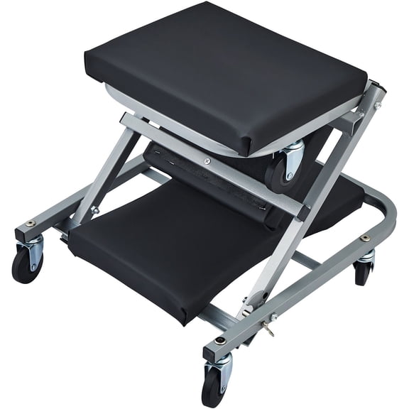 2 in 1 Z Folding Auto Repair Crawler with Roller Workbench, 300lb Load Bearing, Garage Repair Seat