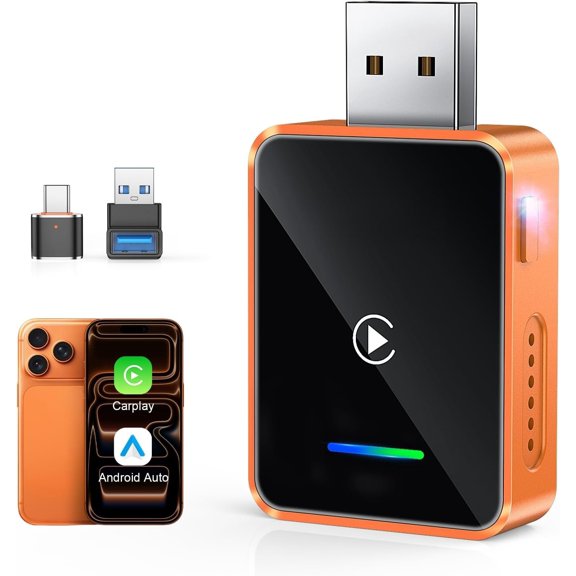 2 in 1 and Adapter, -tap for & Android, 3s Auto-Connect, Converts Wired to , Plug & Play for iOS 12+, 2016+