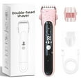 thumbnail image 1 of LC-dolida 2-in-1 Bikini Trimmer, Dual Head Electric Shaver with LED Display IPX7 Waterproof Rechargeable Dry and Wet Use for Body Pubic Hair Body Leg Face, Pink, 1 of 8
