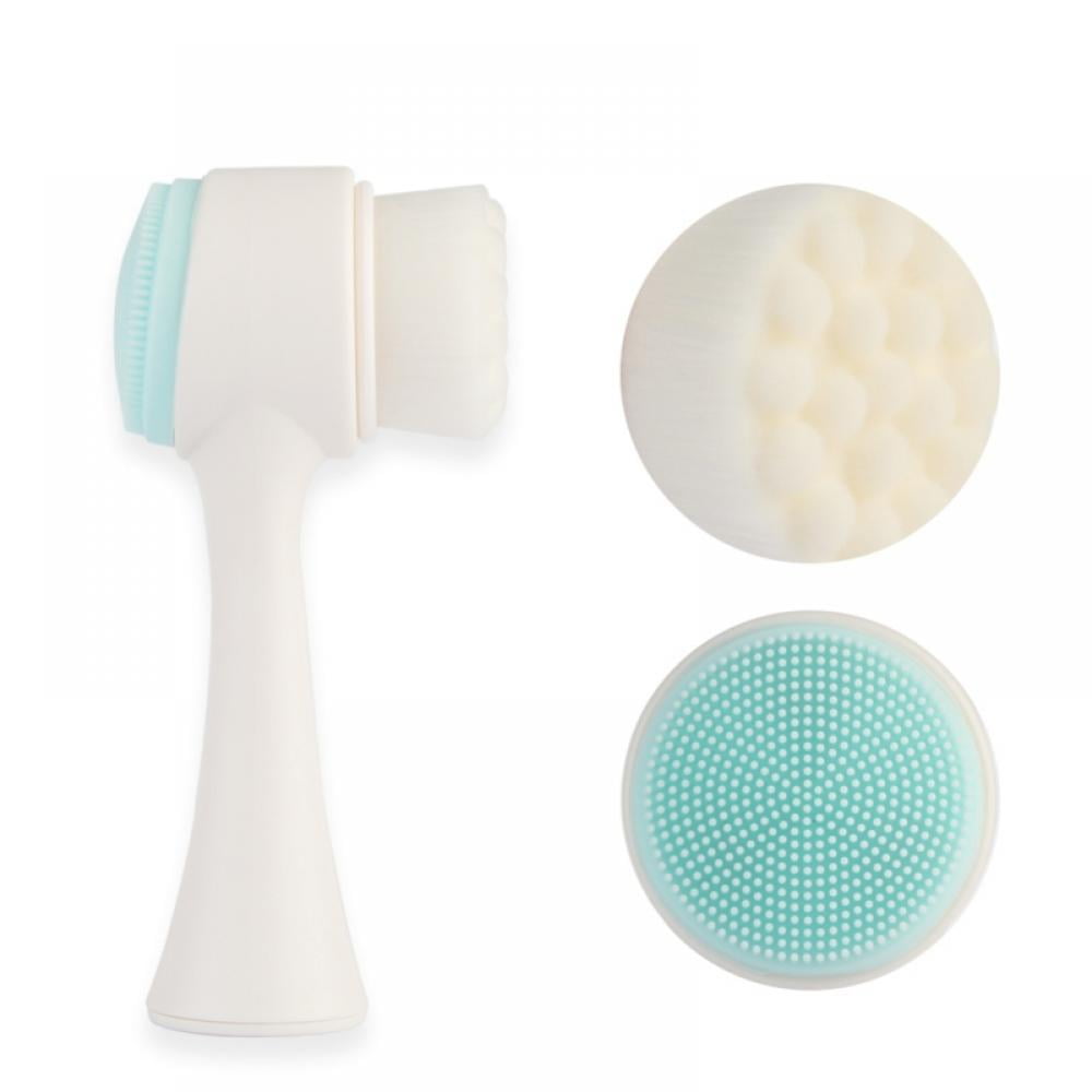 2in1 blue color manual silicone facial cleansing brush to clean pores