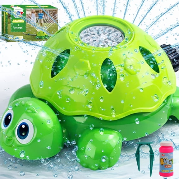 Toy Life Turtle Sprinkler Kid Water Toy – Rotating Water Spinkler with Bubble Spray, Fun Sprinkler Yard Hose Toy for Kid Outdoor Water Play Backyard Lawn Play for Toddlers & Kids Ages 3-5
