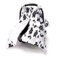 thumbnail image 1 of This 2-in-1 car seat cover is suitable for infants, toddlers, and children. It also functions as a nursing cover and a warm fleece liner for newborns. It features a green leaf pattern., 1 of 6