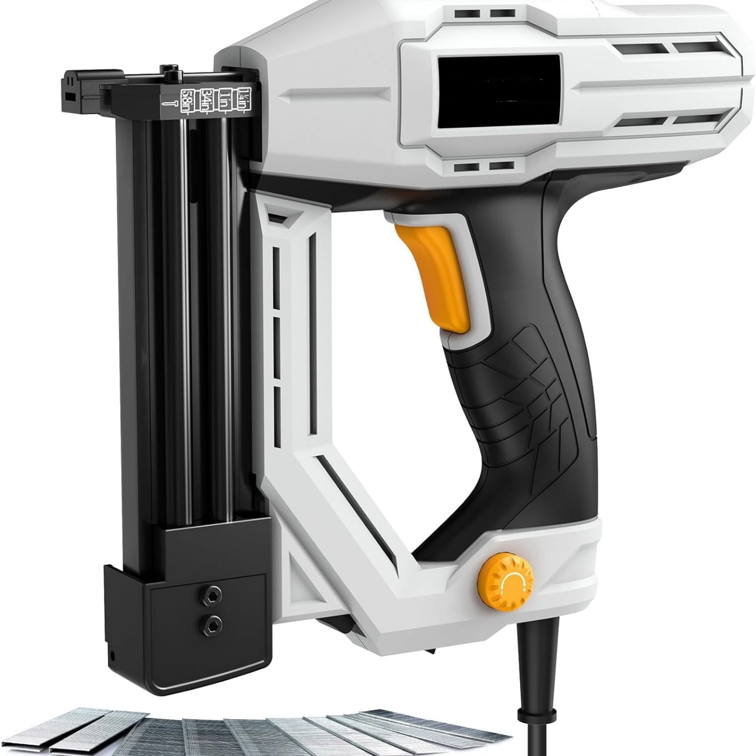 2-in-1 electric nail gun, size 18 heavy-duty nail gun, 120V, suitable for indoor decoration, woodworking DIY， Comes with 200 3/4 inch narrow crown nails and 800 nails.