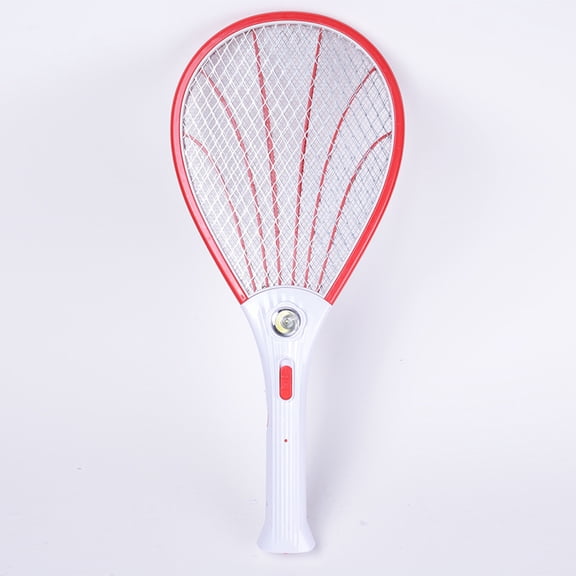 2-in-1 flat plug electric mosquito swatter LED lighting rechargeable three-layer large mesh anti electric shock fly swatter mosquito killer red
