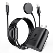 2-in-1 Charging Cable for Samsung Galaxy Watch 8/7/6/5/4/3/Ultra & iPhone 16/15 Samsung Galaxy- 4FT 25W Fast Charger with USB-C Port