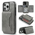 thumbnail image 1 of 2-in-1 for iPhone 15 Pro Detachable Wallet Case with Card Holder for Women Men, Magnetic Compatible with Mag-Safe PU Leather Flip Credit Card Slots Purse Cover for iPhone 15 Pro, Gray, 1 of 11