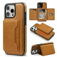 thumbnail image 1 of 2-in-1 for iPhone 16 Plus Detachable Wallet Case with Card Holder for Women Men, Magnetic Compatible with Mag-Safe PU Leather Flip Credit Card Slots Purse Cover for iPhone 16 Plus, Brown, 1 of 11
