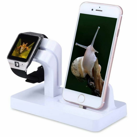 2 in 1 iPhone iwatch Charging Station, Charging Stand for iWatch 5/4/3/2,Wireless Charger Compatible iPhone 11/11pro/X/Xs/Xs MAX/8 Plus/8-White