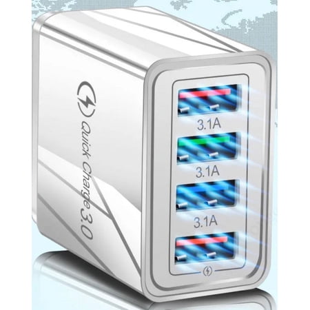 EXTRA LIGHT WEIGHT- Fast Phone Charging. 5v 3.1A 48w QC 3.0 Universal charger. Travel Charger. Charger for iPhone, Samsung..