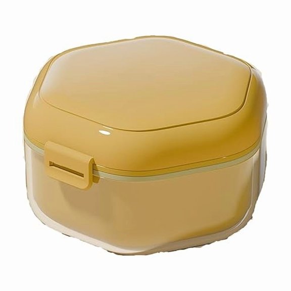 2-in-1 retainer Case Secure Retainer & Denture Storage Box Leakproof, Portable, Compact Aligners, Dentures, Mouth Guards Case (Green)