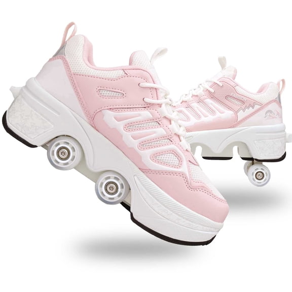 2-in-1 roller shoes for Girls Boys， Roller Skate Shoe for Indoor & Outdoor Fun，unisex roller skates sneakers for Birthday/ Christmas/Anniversary for Friend