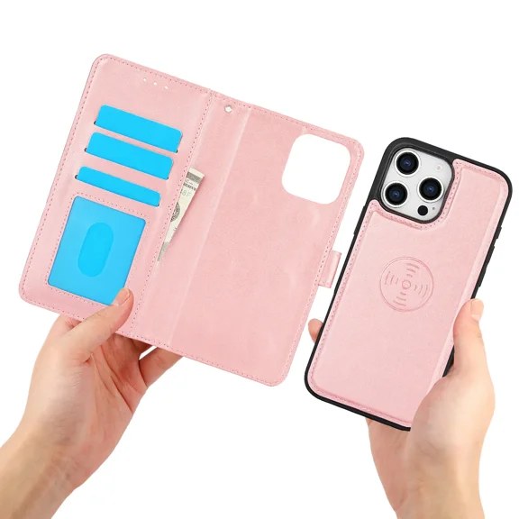 2-in-1 with card holder PU leather magnetic detachable bracket shockproof wristband detachable flip phone case, suitable for Samsung A21S phone case