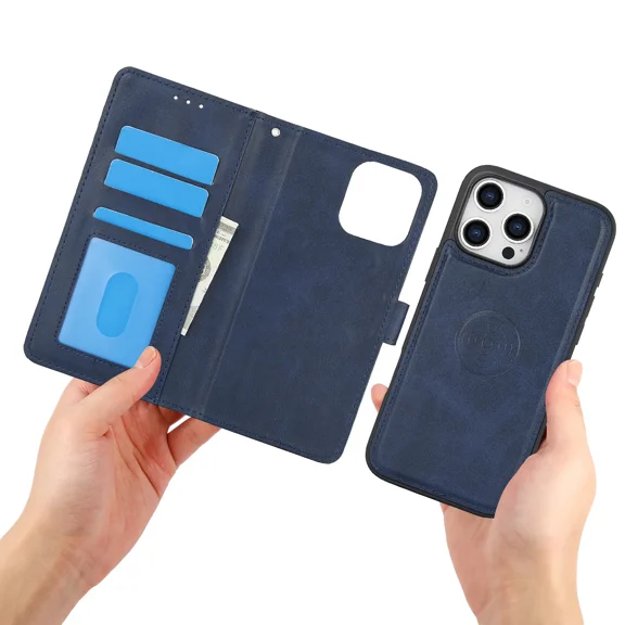2-in-1 with card holder PU leather magnetic detachable bracket shockproof wristband detachable flip phone case, suitable for iPhone XR phone case