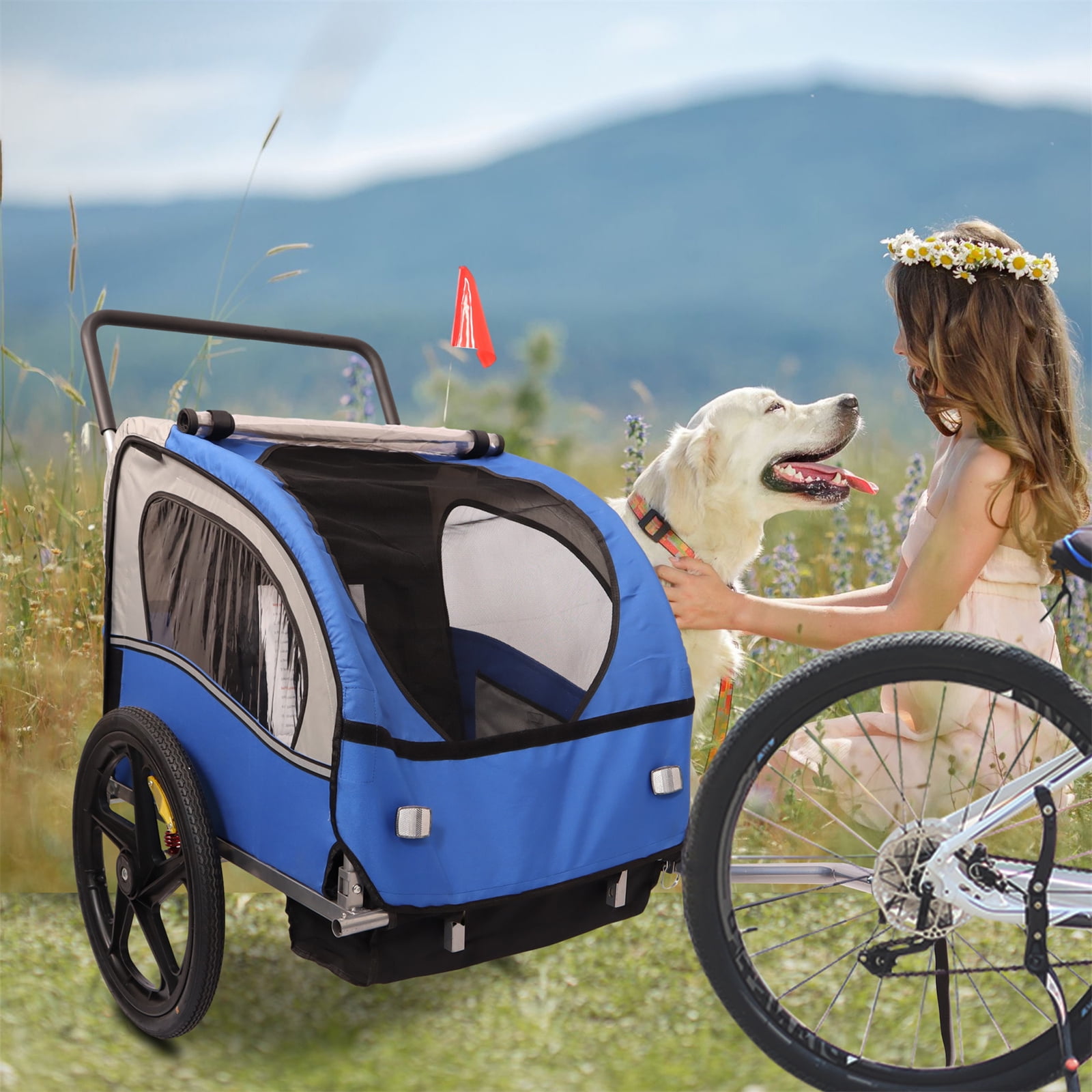 Schwinn Prescott Kids Double Bicycle Seat Foldable Bike Trailer for 2 Passengers Yellow Walmart