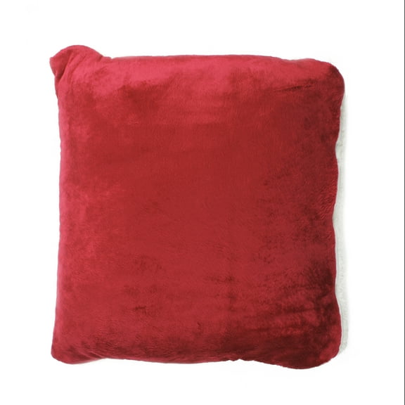 2 in 2 Lambswool Blanket Pillow Cushion Nap Travel Throw, Wine