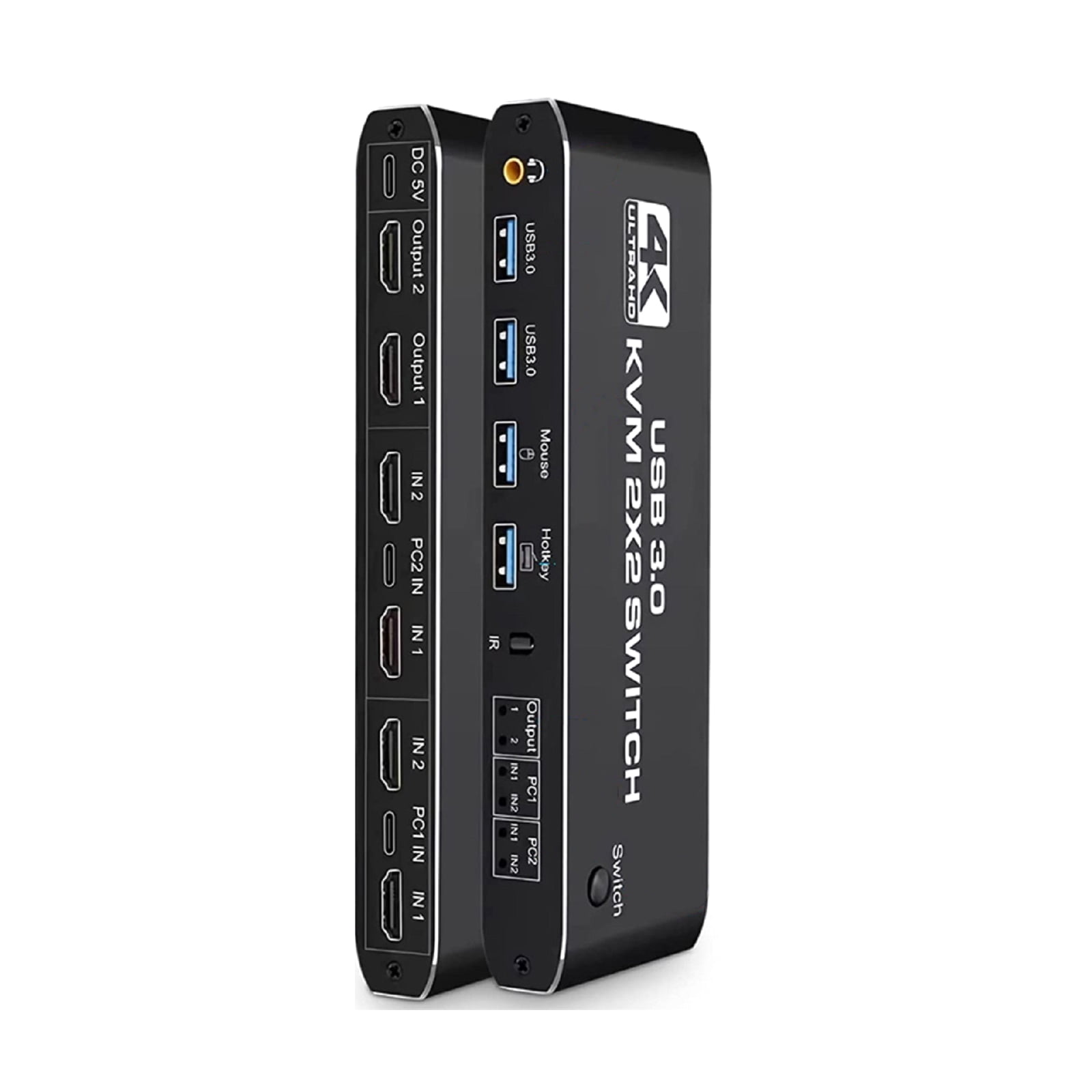 2 in 2 Out 4K HDMI KVM Switch 2x1, Dual Monitor Switch HDMI Switch with ...