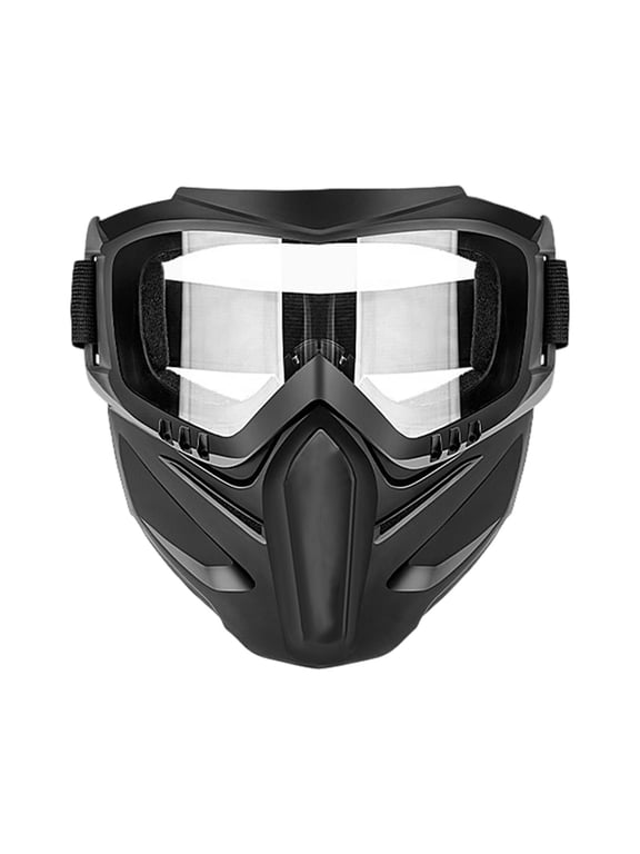 2-in-3 Detachable Full-Face Goggle Mask Anti-Fog Debris Protective Safety Ski Mask Breathable Padded Face Shield for Motorcycle Riding Paintball Lawn Mowing Outdoor Work