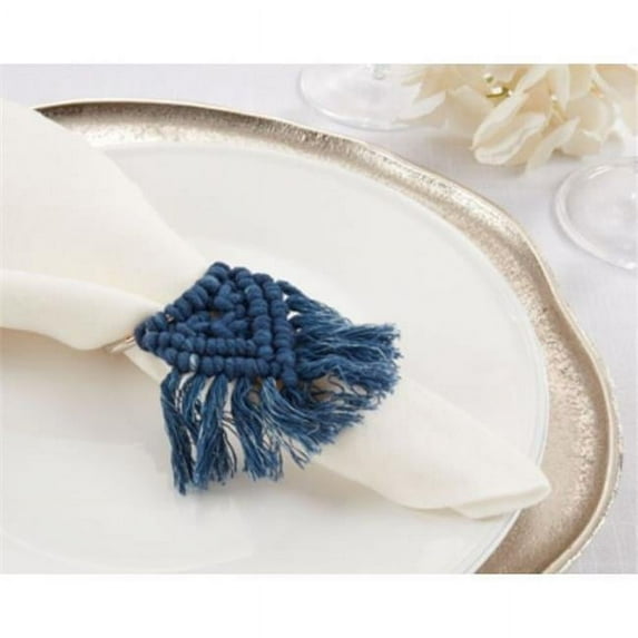 2 in. Braided Napkin Rings, Navy Blue - Set of 4
