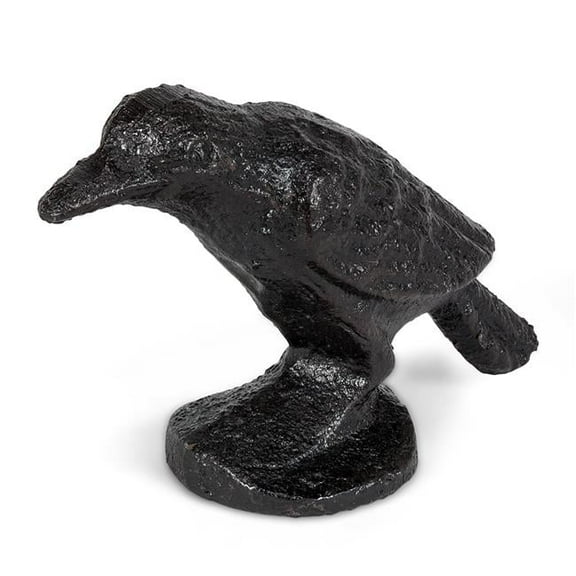2 in. Cast Iron Standing Crow Statue, Black - Small